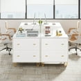 thumbnail image 4 of Tribesigns 2-Drawer File Cabinet, Modern White Lateral Filing Cabinet for Home Office, Large Storage Filing Cabinet Printer Stand for Legal/Letter/A4 Size, White & Gold, 4 of 9