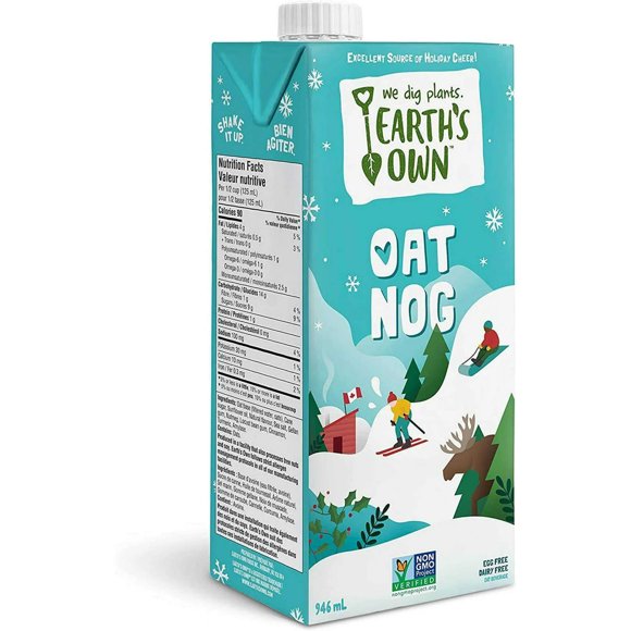 Earth's Own Oat Milk Oat Nog 946ml | Limited Time Only | Egg Free | Dairy Free | Plant Based Beverage | Vegan Friendly | Shelf Stable