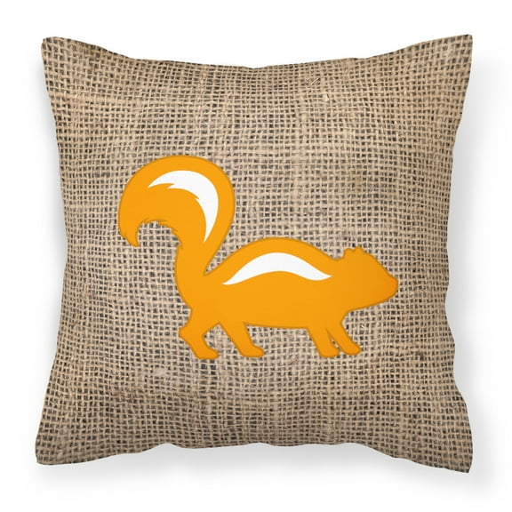 Carolines Treasures BB1125-BL-OR-PW1414 Skunk Burlap and Orange   Canvas Fabric Decorative Pillow BB1125 14Hx14W