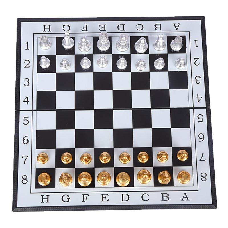 Folding Large 32 Chess Set Chessboard Gold Silver Magnetic Pieces Board Gift！ 