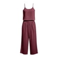thumbnail image 5 of Women's Soft Cotton Jersey Knit Loungewear Set, Loose Relaxed Fit with Elastic Waistband, Lightweight Breathable Two Piece Matching Top and Shorts, Casual Summer Outfit | TruHer,Wine L, 5 of 7