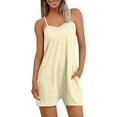 thumbnail image 3 of DUMUIELD Womens Rompers Summer Casual Loose Sleeveless Overalls Spaghetti Strap Shorts Jumpsuit 2025 Beach Vacation Jumpers Yellow,XXL, 3 of 7