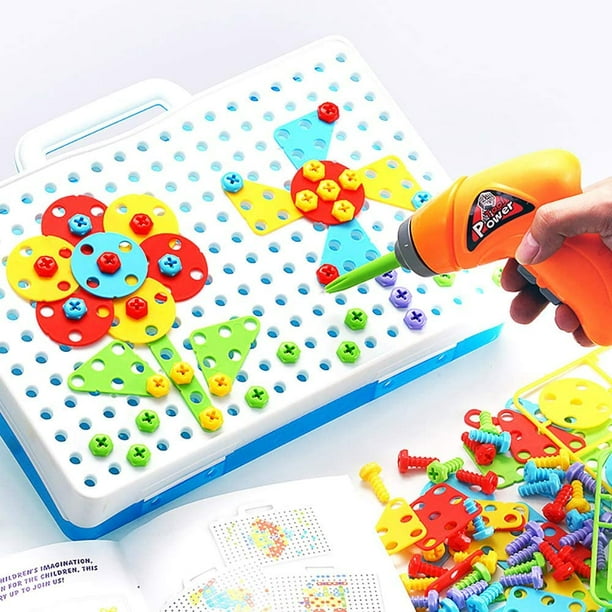 Juego de apilamiento Montessori juguetes con taladro Juguetes educativos creativos 3D rompecabezas mosaico juego caja de herramientas Ninos de 3 4 5 6 anos para ninos ninas Adepaton LN 1915 Walmart en...