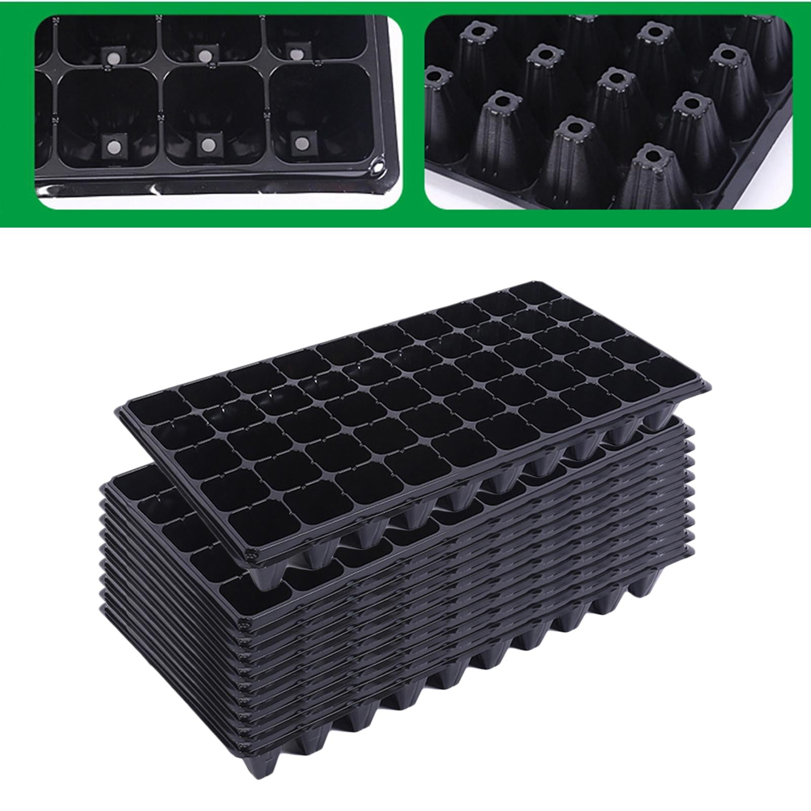 10x Thick Seedling Trays Seedling Starter Trays Black Durable Reusable 50 Holes Pet Plant Trays for Seedling Planting Trays 80g