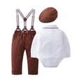thumbnail image 2 of Baby Boy Clothes Gentleman Outfit Suits Bowtie Romper Shirts Suspender Pants Hat Bowtie 0-18M 4pcs, 2 of 18