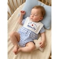 thumbnail image 6 of BemeyourBBs Baby Our First Mothers Day Outfit Newborn Baby Boy Girl Summer Clothes Plaid Bubble Romper Crew Neck Short Sleeve Plaid Print Letters Heart Embroidery Bodysuit Jumpsuit, 6 of 9