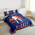 thumbnail image 3 of Homewish Ice Hockey Queen Comforter Set,Sport City Bedding Sets,Orange Blue Bedding Comforter Set For Boys,Ultra Soft Bedroom Decorative Reversible,3-Piece, 3 of 8