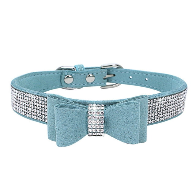 Bling Crystal Cat Collar Metal Adjustable Puppy Bow Tie Rhinestone Soft Collars Pet Supplies for Small Medium Dogs