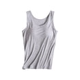 thumbnail image 2 of Tank Tops for Women under $5 Plus Size Sawvnm Ladies Camisole With Chest Pad No Steel Rings Bottom Underwear Yoga Sports Tank Tops for Women Gray XXXL, 2 of 8