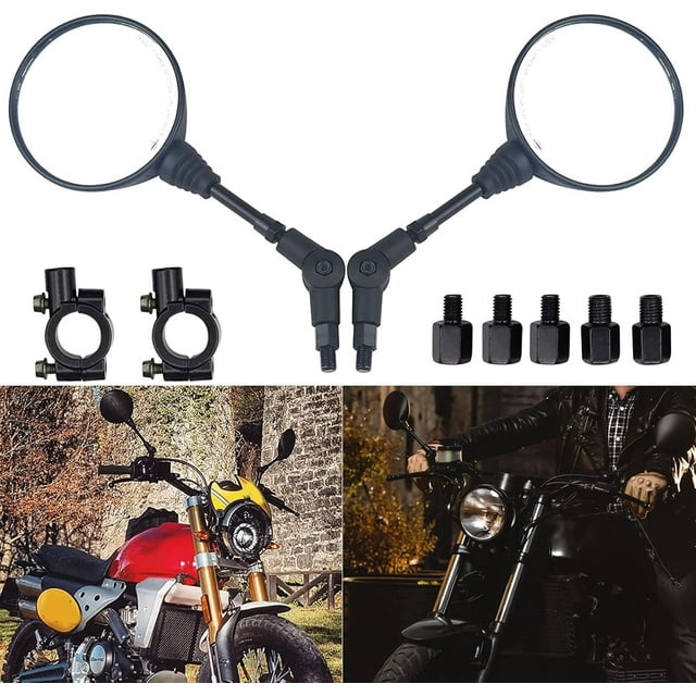 Motorcycle Rear View Side Mirrors mm Chrome for Honda Sports Bike Suzuki Scooter Cruiser