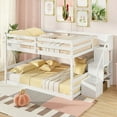 thumbnail image 4 of Costway Full Over Full Low Bunk Bed with Storage Stairs with Full-length Guardrails, 4 of 10
