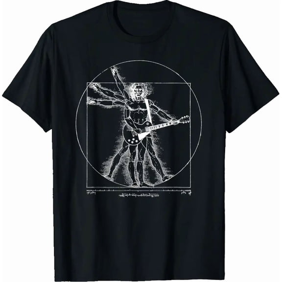 Funny Guitar Player Da Vinci Vitruvian Man Musicians T-Shirt