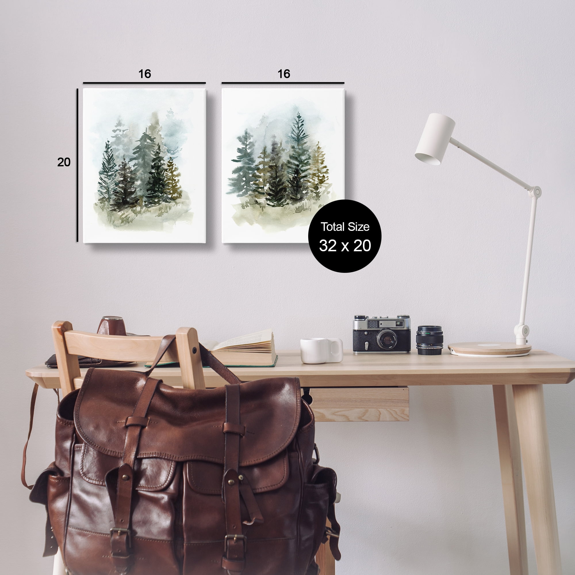 Stupell Industries Pine Trees Forest Grove Landscape & Nature Painting Wrapped Canvas Art Print Wall Art, 16 x 20, Set of 2