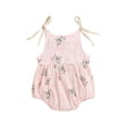 thumbnail image 3 of Caoirhny Newborn Summer Sleeveless Romper, Baby Girls Tie-up Plant Pattern U-shaped Neck Playsuit, 3 of 9
