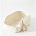 thumbnail image 2 of LOWLHOME Cat Litter Tray Semi Enclosed Cat Litter Box with Open Top Detachable Easy to Clean Litter Pan Indoor Cats Anti Splashing Pet Supplies Spacious, Beige, 2 of 7