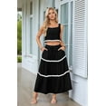 thumbnail image 2 of Women'S Summer 2 Piece Beach Outfit Casual Sleeveless Cropped Tank Top High Waisted Maxi Skirt Set Black XL, 2 of 7