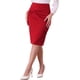 thumbnail image 4 of Falda lápiz de cintura alta con fruncidos para mujer INSPIRE CHIC, detalle de lazo, abertura trasera, midi, ajustada, color rojo, 4 of 6