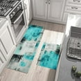thumbnail image 4 of Turquoise Teal Modern Abstract Kitchen Rug Set,Black Grey Artistic Painting Decorative Runner Rugs with Rubber Backing,Throw Rugs Washable for Kitchen Sink,Laundry Room,Standing Desk,Boho, 4 of 5