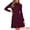Burgundy, variant on Women's Long Sleeve Fall A-Line Ribbed Knit Crew Neck Dress M Black