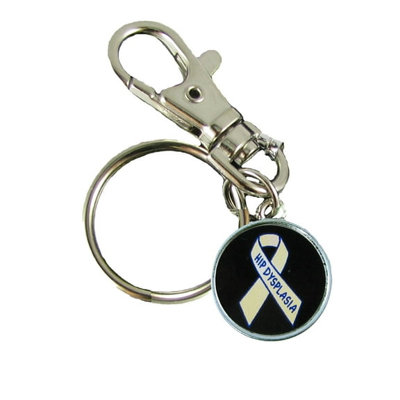 Hip Dysplasia Awareness Keychain Support Silver Plated Jewelry Key Chain