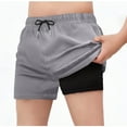 thumbnail image 2 of Miluxas Boy's Swim Trunks with Compression Liner Beach Shorts Quick Dry Bathing Suits with Pocket Gray 12 Years, 2 of 5