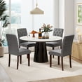 thumbnail image 2 of Gymax Wooden Dining Chair Set of 4 w/Rubber Wood Legs Padded Seat S Springs High  Back Gray, 2 of 8