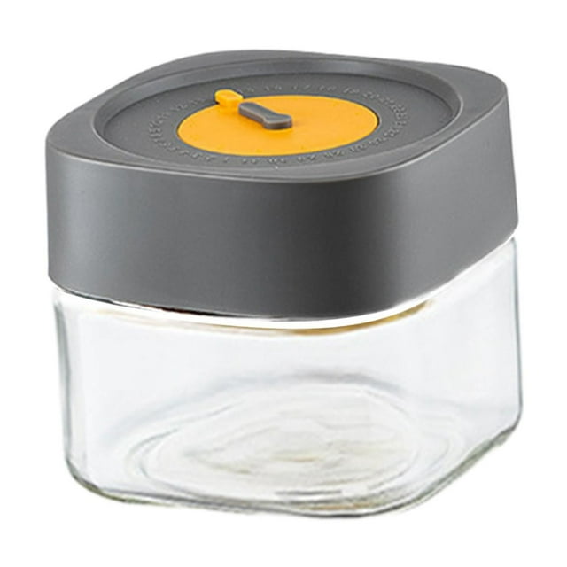 Tarro de vidrio para almacenar, tarro reutilizable para pepinillos, tarro hermético, bote para cereales, tarro para galletas gris 500ml