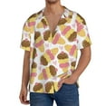 thumbnail image 3 of Vsdgher Cute Ice Cream Print Men's Wrinkle Free Untucked Cuban Shirt Business Casual Button Down Shirts Short Sleeve Shirt, 3 of 7