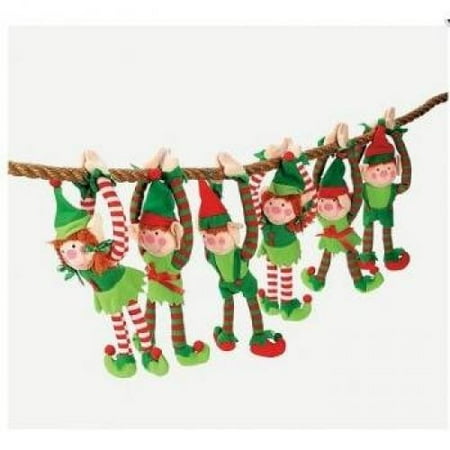 - 12 Deluxe Plush Hanging Christmas Elves - Tree Decorations - Holiday Stocking Stuffers Party Favors