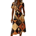 thumbnail image 4 of Women's Halloween Dresses Ghost Spider Webeb V Neck Spooky Dresses Bat Pumpkin Short Sleeve Funny Midi Dresses, 3XL, 4 of 5