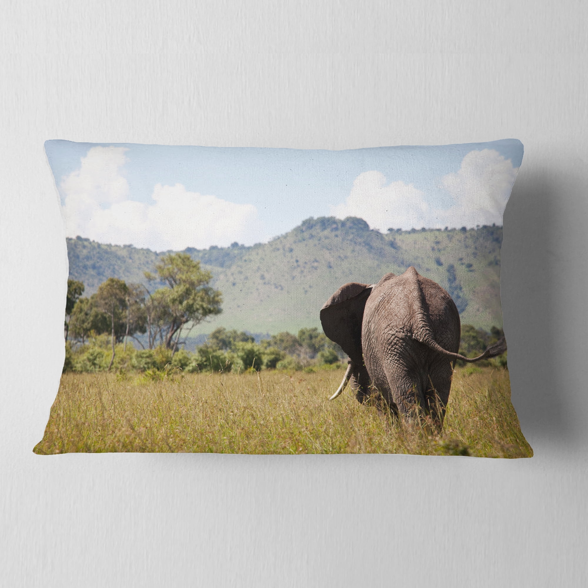 Designart 12" x 20" Green Polyester Throw Pillow