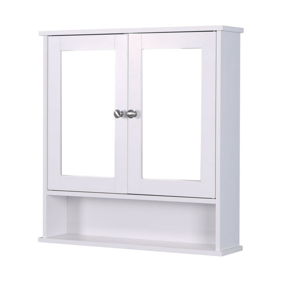 Bathroom Storage Cabinet White Wall Mounted Bathroom Cabinet with 2 Mirror Doors and Adjustable Shelf,Bathroom Wall Storage