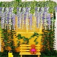 thumbnail image 4 of Sinhoon 12 Pack 1 Piece 3.6 Feet Artificial Fake Wisteria Vine Ratta Hanging Garland Silk Flowers String Home Party Wedding Decor(White), 4 of 10