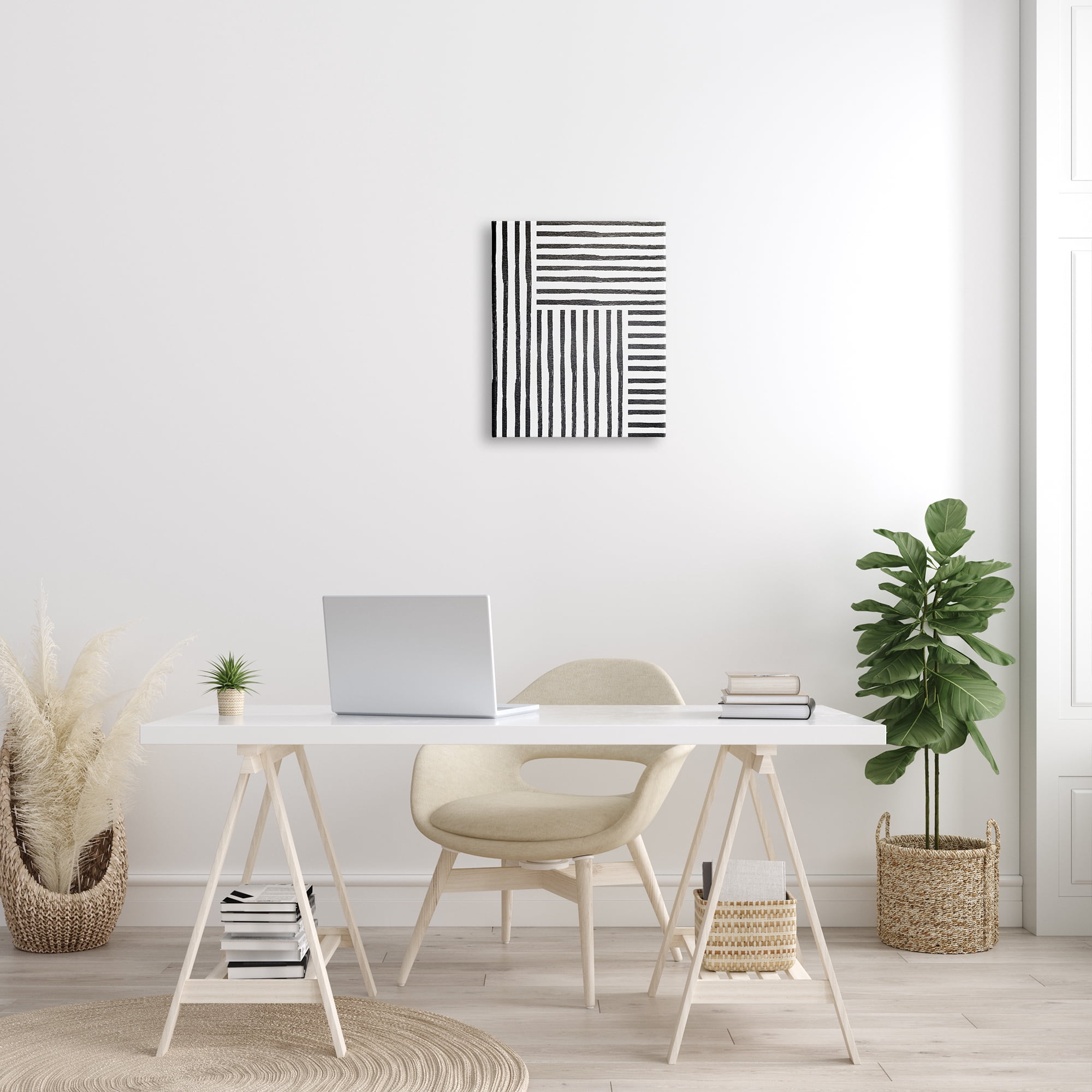 Stupell Industries Dominant Patterned Perpendicular Lines Modern Minimal Abstraction, 16 x 20, Designed by Leah Straatsma