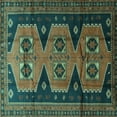 thumbnail image 1 of Ahgly Company Machine Washable Indoor Square Persian Turquoise Blue Traditional Area Rugs, 3' Square, 1 of 4