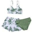 thumbnail image 6 of GYRATEDREAM Girl's 3 Piece Swimsuit Set Summer Bikini Set with High Waisted Cover Up Beach Shorts Swimwear for 8-9Y Green, 6 of 7