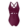 thumbnail image 5 of Levmjia Women's Swimsuit One Piece Bikini Solid Color Tummy Control Swimwear Adjustable Straps For Beach Pool Vacation Swimming, 5 of 5
