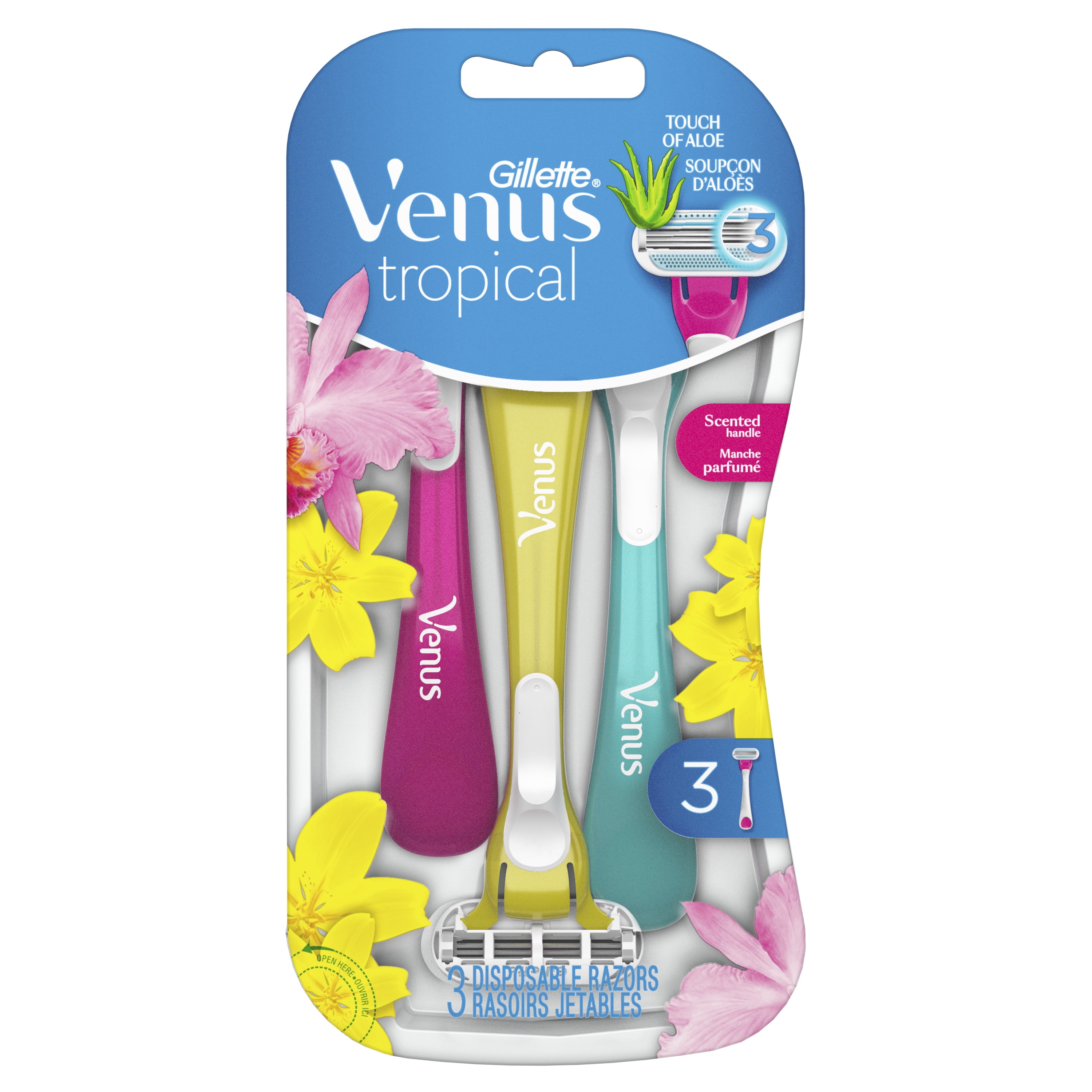 Gillette Venus Tropical Disposable Razors for Women, 3 ct