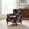 thumbnail image 2 of Hulala Home Traditional Polyester Rubberwood Floral Nailhead Trim Armchair, Black, 2 of 5