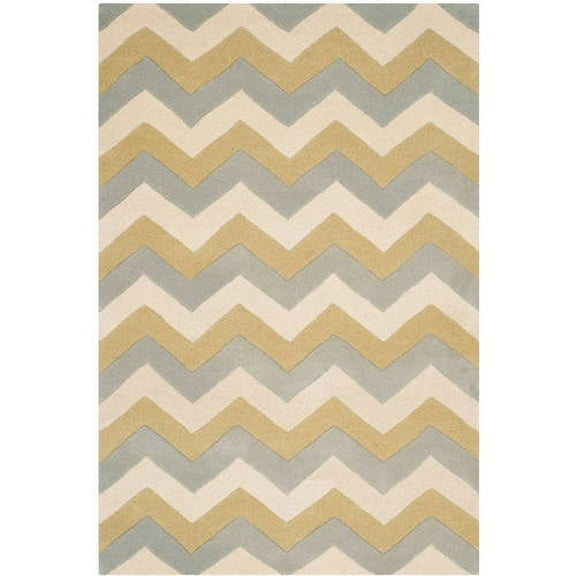 SAFAVIEH Chatham Jake Zigzag Stripes Wool Area Rug, Grey/Gold, 5' x 5' Square