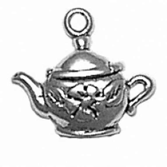 Sterling Silver 16" .8mm Box Chain Teapot Flower Decoration Pendant Necklace