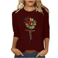 thumbnail image 2 of EGNMCR Easter T-Shirts à Imprimé pour Femmes T-Shirts Graphiques T-Shirts pour Femmes Femmes Manches 3/4 Chemises Décontractées Chandail Tunique Ample Hauts Blouse à Imprimé T-Shirts pour Femmes, 2 of 5