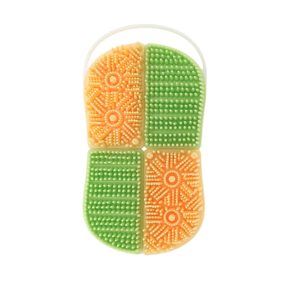 Unique Bargains 1 Pc Hangable Double-sided Bath Brush Shower Brush Yellow Green