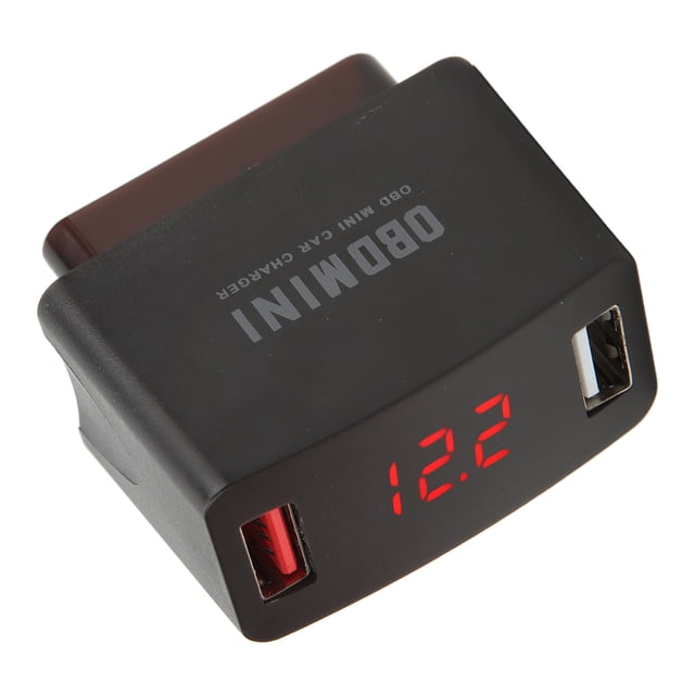 Car Charging Adapter, DC12-24V Heatproof ABS Dual USB Car OBD for Vehicles