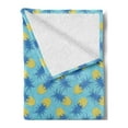 thumbnail image 2 of Pineapple Soft Flannel Fleece Throw Blanket, Summer Fruits Tasty Tropical Vegan Ananas Summertime Demonstration, Cozy Plush for Indoor and Outdoor Use, 70" x 90", Azure Blue and Mustard, by Ambesonne, 2 of 5