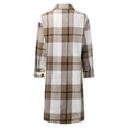 thumbnail image 6 of IROINNID Women's Leisure Long Coat Turndown Lapel Plaid Trench coat Long Sleeve Outwear, Brown, 6 of 8