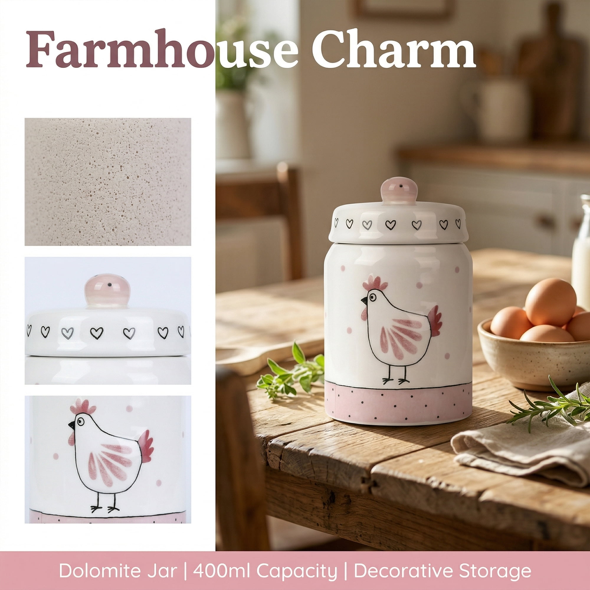 Unique Bargains Ceramic Jar with Airtight Lid 13.5oz/400ml Embossed Canister White