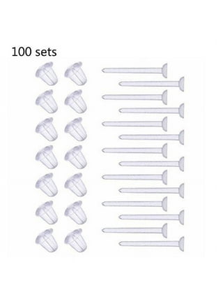 Clear Earring Studs, 3mm Invisible Earrings Plastic Earrings Blank Pins, Plastic Earrings Posts Rubber Earrings for Sports, Surgery and Sleep (200