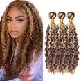 thumbnail image 1 of Extensiones de cabello NiegMeag Blonde Deep Wave 3 paquetes 22-26, 1 of 6