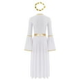 thumbnail image 4 of TiaoBug Womens Ancient Greek Queen Roman Gold Trim Dress Robe with Headwear White XL, 4 of 7